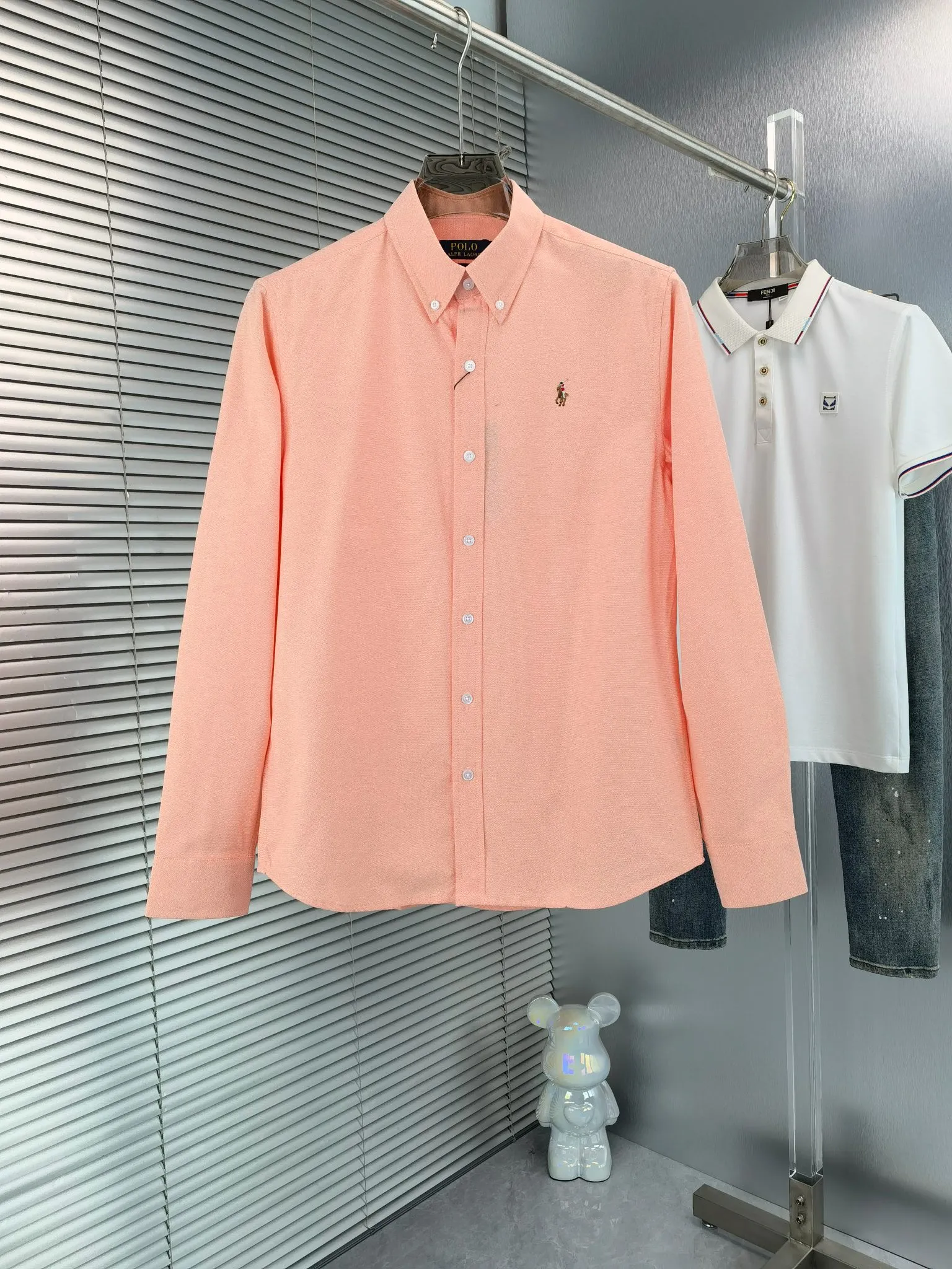P210 🌸 (11 colors) Ralph Lauren polo long-sleeved classic popular shirt, collection picture➕detail picture❗Pure cotton Oxford fabric, the material is crisp and textured, not soft at all, and the upper body is stylish❗️❗️ Color: Picture color, Size: M---xxL